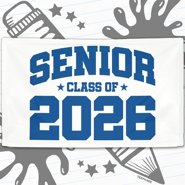 Lona Senior Class of 2026 Blue Graduation Bold Minimal (Subido por el creador)