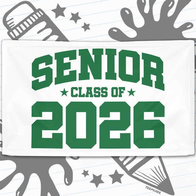 Lona Senior Class of 2026 Green Graduation Bold Minimal (Subido por el creador)