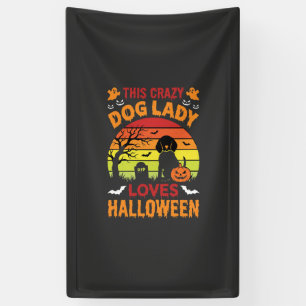 Lona Señora Perro Loco Ama Diseño Antiguo de Halloween