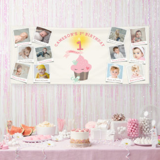 Lona Señorita Pink Cupcake 12 Fotos Niña Cumpleaños 1er