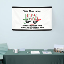 Lona Servicio de pizza, verde rojo, banner personalizad
