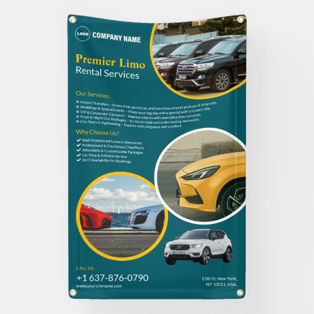 Lona Servicios de Alquiler de Coches Banner Personaliza (Vertical)