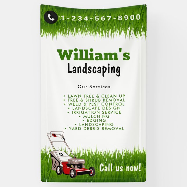 Lona Servicios de corte de la siembra de césped, cuidad (Vertical)