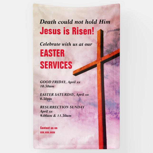 Lona SERVICIOS DE IGLESIA MÁS FÁCIL | Jesus is Risen (Vertical)