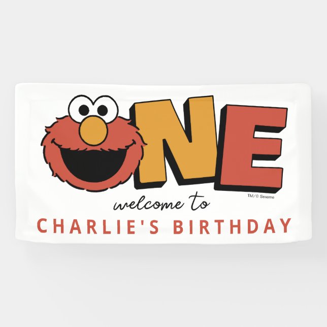 Lona Sesame Street | Elmo - Banner de Primer Cumpleaños (Horizontal)