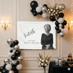 Lona Sesenta Celebración de Foto de Hito Personalizada