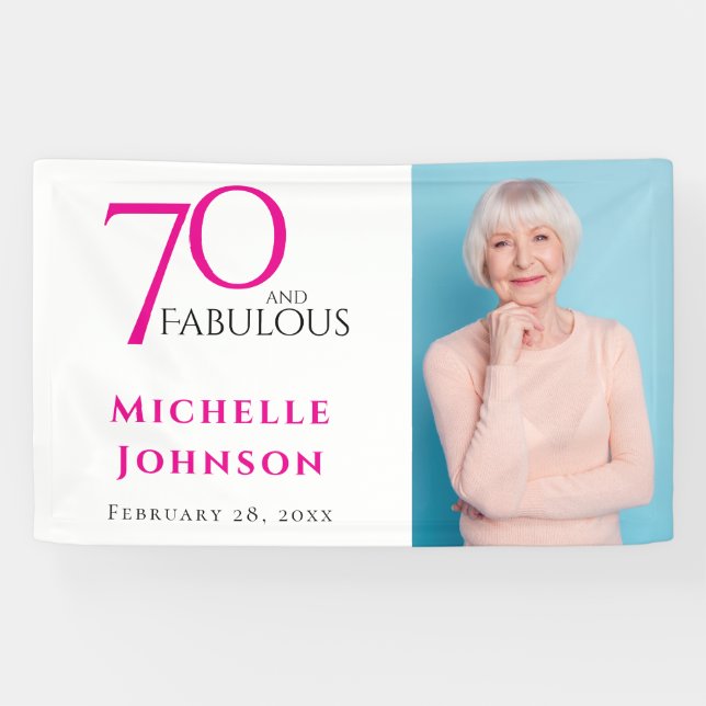 Lona Seventy and Fabulous Minimal Pink 70th Birthday (Horizontal)