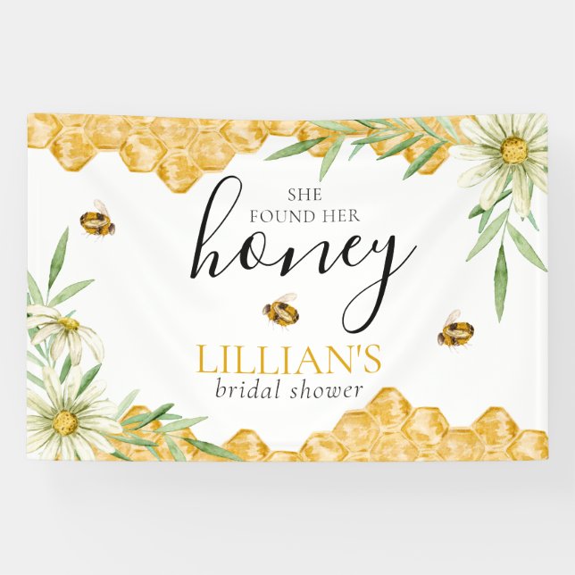 Lona She Found Her Honey Daisy Bee Bridal Shower Banner (Horizontal)