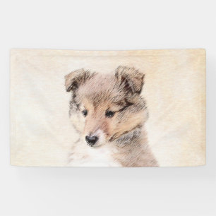 Lona Shetland Sheepdog Puppy Pintura Original Perro Art