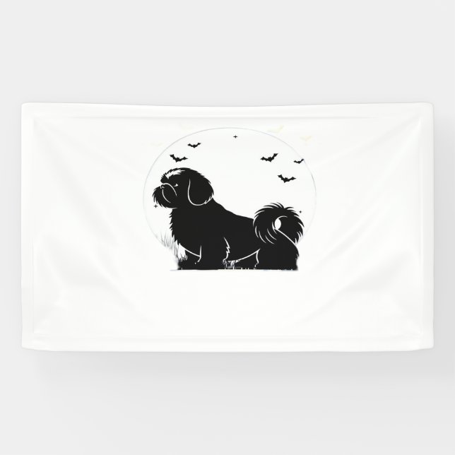 Lona Shih Tzu Dog - Halloween Moon Silhouette Classic T (Horizontal)