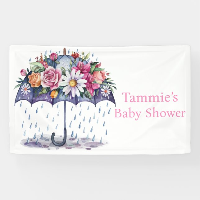 Lona Showered con Baby Shower de flores (Horizontal)