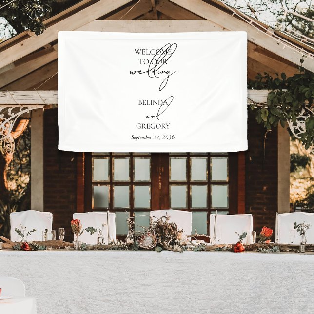 Lona Signature Script Welcome Wedding Hanging (Signature Script Welcome Wedding Hanging Banner)