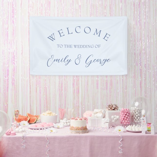 Lona signo de bienvenida azul claro boda (Fiesta)