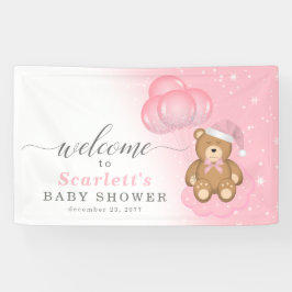 Lona Signo de bienvenida de Baby Shower de oso somnolie