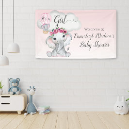 Lona Signo de bienvenida de Baby Shower para Elephant H