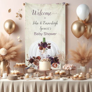 Lona Signo de bienvenida de calabaza blanca de otoño ve