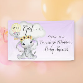 Lona Signo de bienvenida de Elephant Balloon Purple Bab