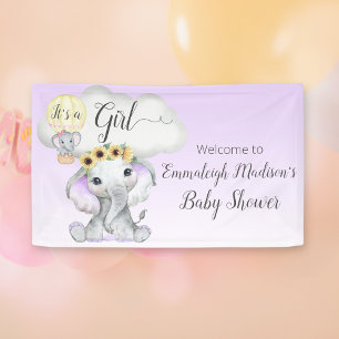 Lona Signo de bienvenida de Elephant Balloon Purple Bab