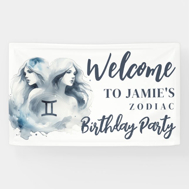 Lona Signo de bienvenida de fiesta de cumpleaños temáti (Horizontal)