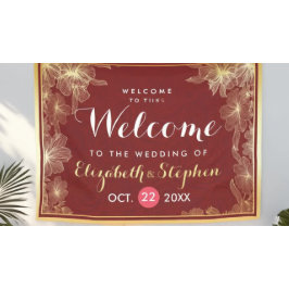 Lona Signo de bienvenida del Boda del marco floral de o