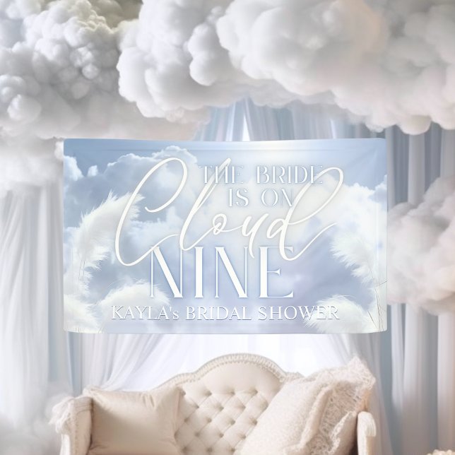 Lona Signo De Bienvenida En La Nueve Ducha De Novias Pa (Welcome Sign On Cloud Nine 9 Pampas Bridal Shower)