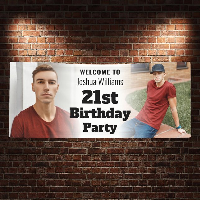 Lona Signo de bienvenida personalizado Foto de hombres  (Personalized Welcome Sign Photo Men 21st Birthday
)