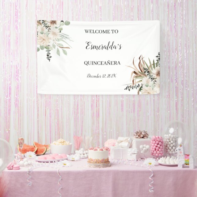 Lona Signo de bienvenida Quinceañera/Sweet 15 (Fiesta)