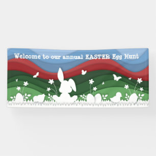 Lona Signo de caza de huevos de Pascua, animales lindos
