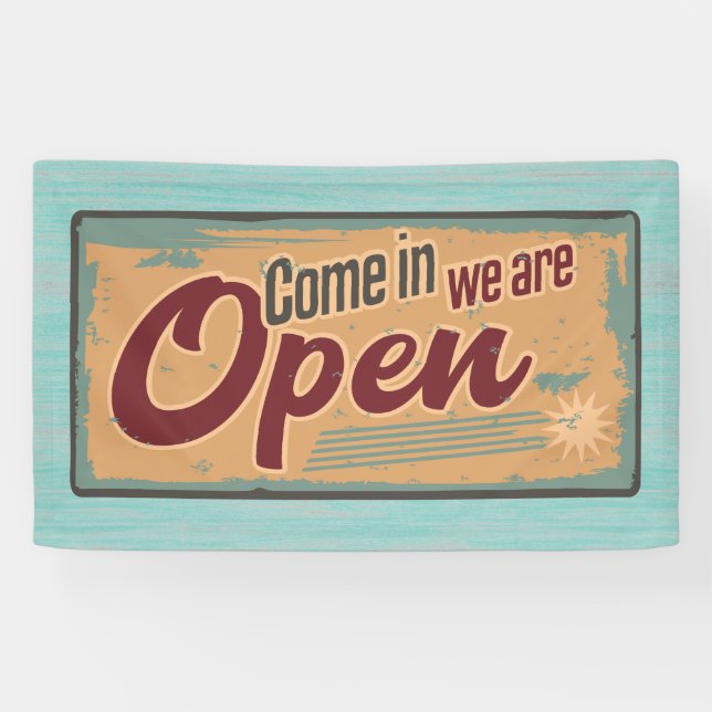 Lona Signo positivo retro abierto para el negocio (Horizontal)