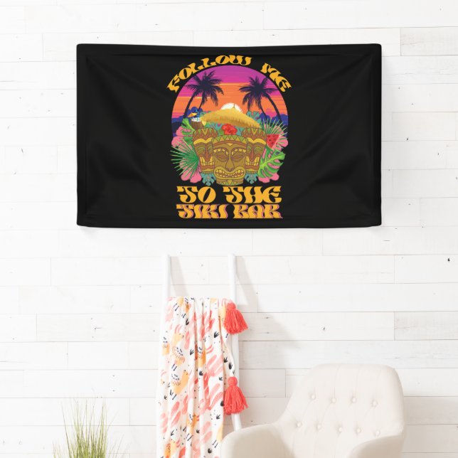 Lona Sígueme Al Fiesta Luau De Tiki Bar (In situ)