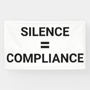 Lona SILENCIO = CUMPLIMIENTO Firme Marcha de Protesta