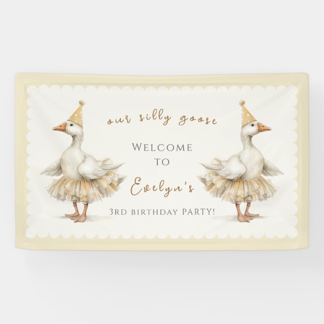 Lona Silly Goose 3rd Birthday Yellow Watercolor Welcome (Horizontal)