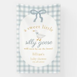 Lona Silly Goose On The Loose Blue Gingham Baby Shower