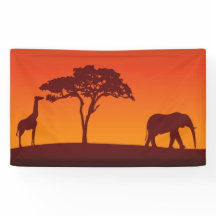 Silueta africana del safari - bandera
