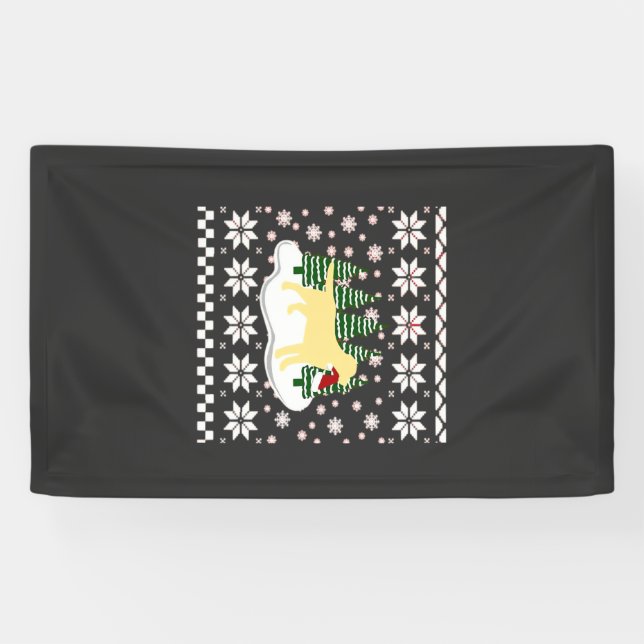 Lona Silueta de Labrador Amarillo de Navidad con Gorro  (Horizontal)