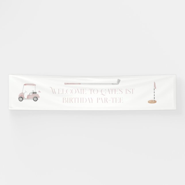 Lona Símbolo de bienvenida de golf rosa (Horizontal)