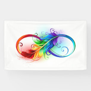 Lona Símbolo infinito con pluma arco iris
