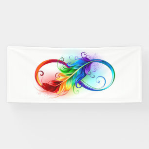 Lona Símbolo infinito con pluma arco iris