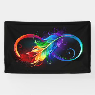 Lona Símbolo infinito con pluma arco iris