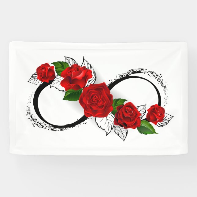 Lona Símbolo infinito con rosas rojas (Horizontal)