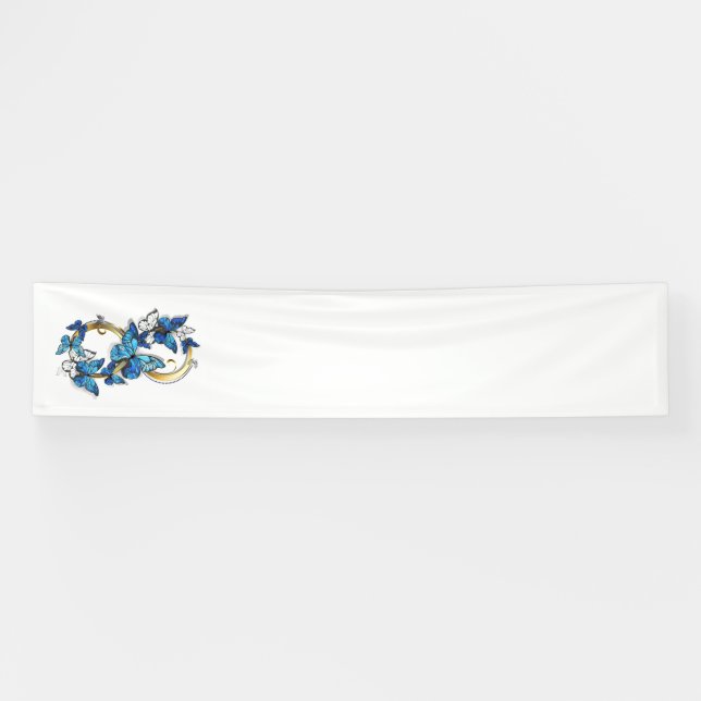 Lona Símbolo infinito de mariposas Morpho azules (Horizontal)