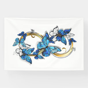 Lona Símbolo infinito de mariposas Morpho azules