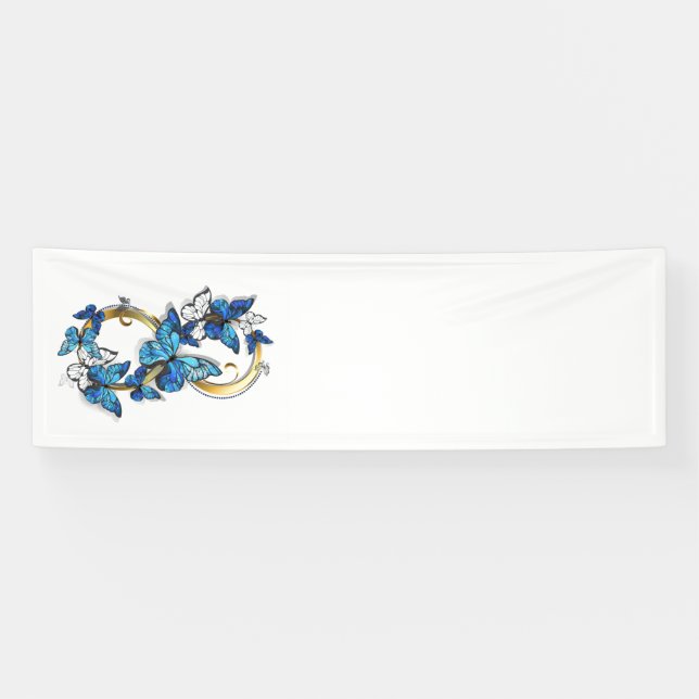 Lona Símbolo infinito de mariposas Morpho azules (Horizontal)