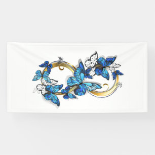 Lona Símbolo infinito de mariposas Morpho azules