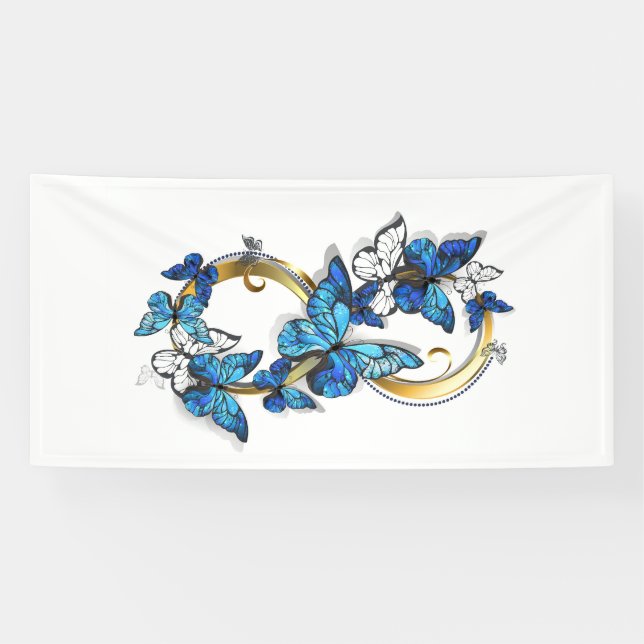 Lona Símbolo infinito de mariposas Morpho azules (Horizontal)