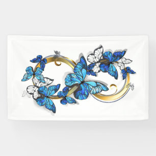 Lona Símbolo infinito de mariposas Morpho azules