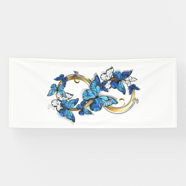 Lona Símbolo infinito de mariposas Morpho azules (Horizontal)