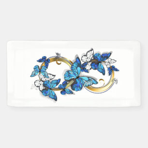 Lona Símbolo infinito de mariposas Morpho azules