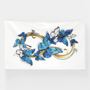 Lona Símbolo infinito de mariposas Morpho azules