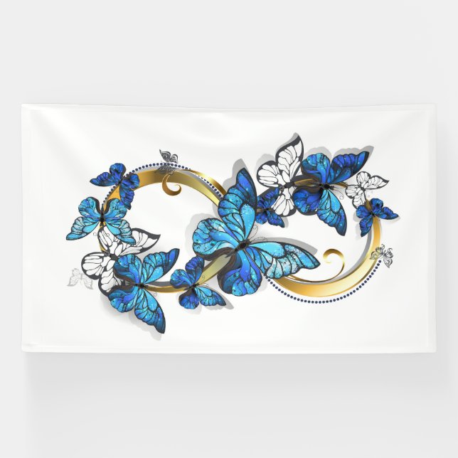 Lona Símbolo infinito de mariposas Morpho azules (Horizontal)